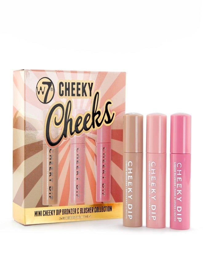 W7 Cheeky Cheeks Gift Set - Liquid Blusher & Bronzer Trio - Radiant Glow Makeup Gift - Image 1